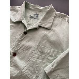 TOMMY BAHAMA Light Green Floral 100% Silk Camp Shirt sz XXL